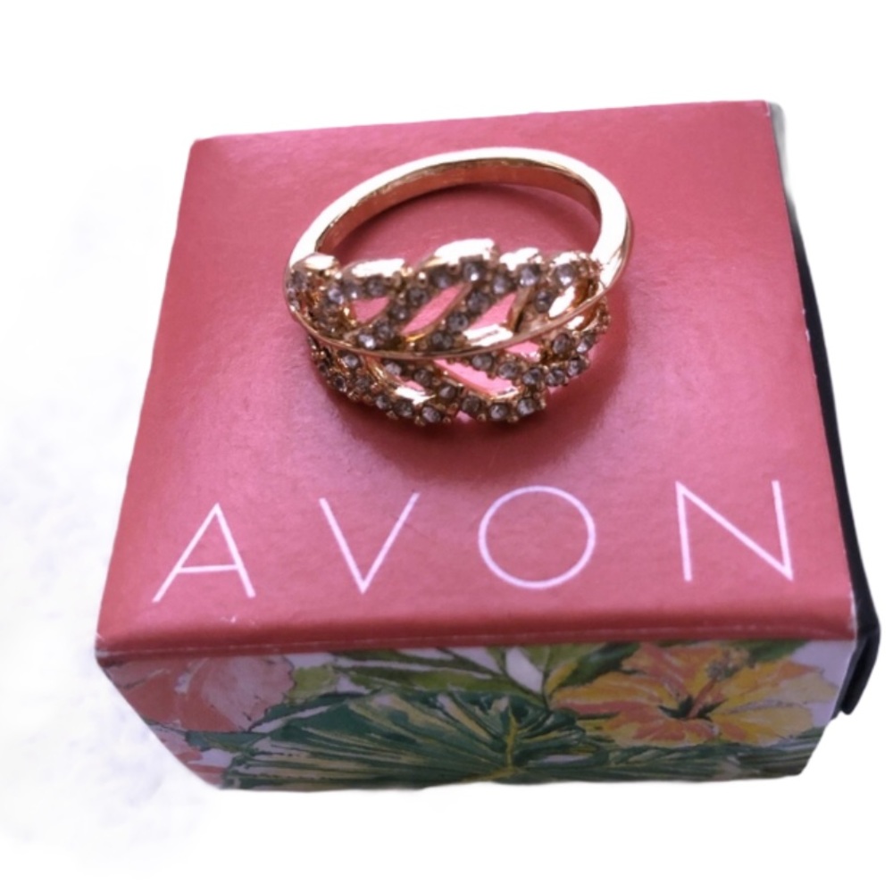 Avon Palm Leaf Pave Ring sz 8 NIB